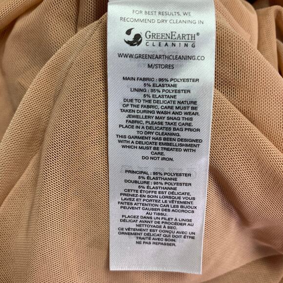 SELF-PORTRAIT Size 4 Beige Polyester Blend Rhinestones Long Cocktail Dress - Picture 8 of 8